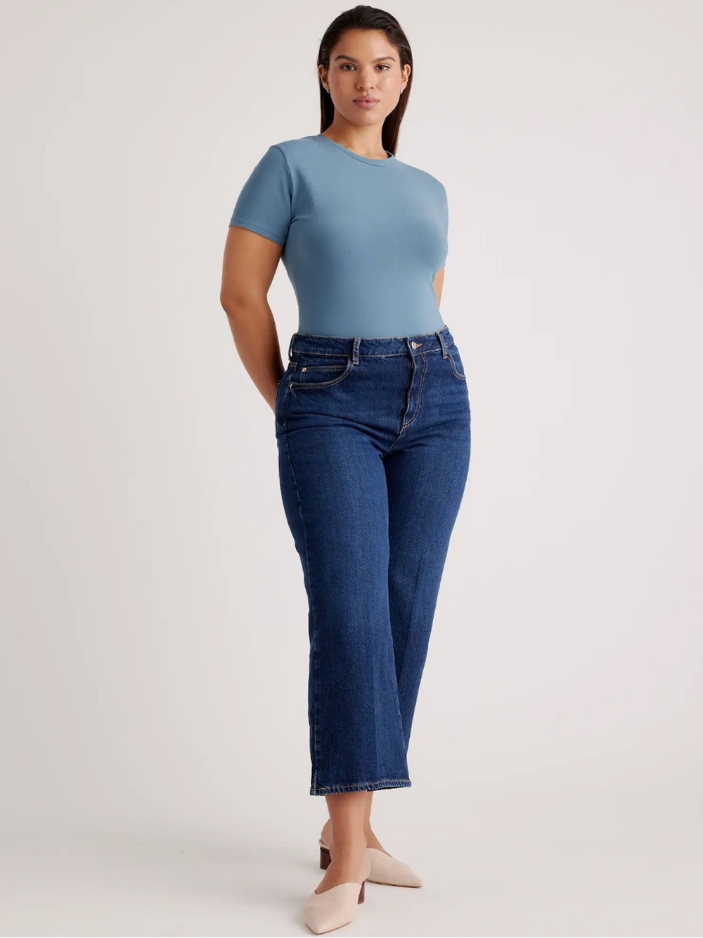Quince Stretch Cotton Jersey Short Sleeve
Bodysuit in Ocean Blue — Size L